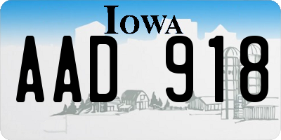 IA license plate AAD918