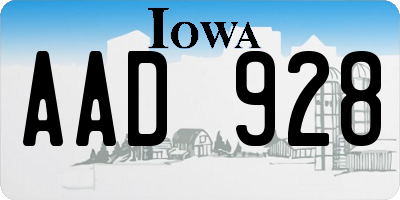IA license plate AAD928
