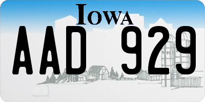 IA license plate AAD929
