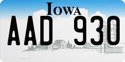 IA license plate AAD930