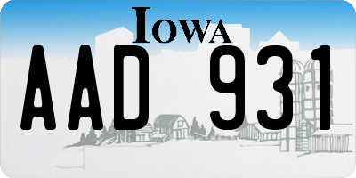 IA license plate AAD931