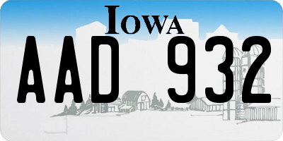 IA license plate AAD932