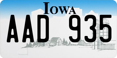 IA license plate AAD935