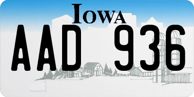 IA license plate AAD936