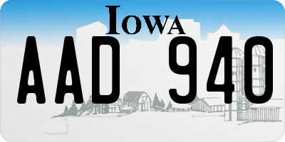 IA license plate AAD940