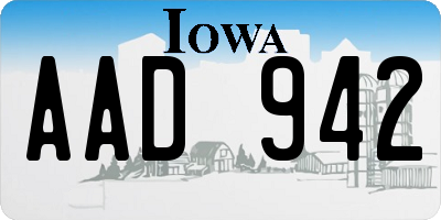 IA license plate AAD942