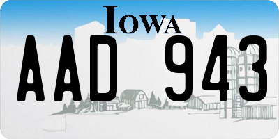 IA license plate AAD943