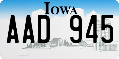 IA license plate AAD945