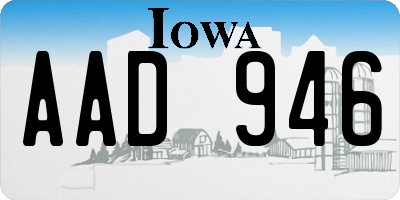 IA license plate AAD946
