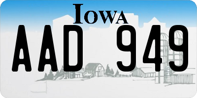 IA license plate AAD949