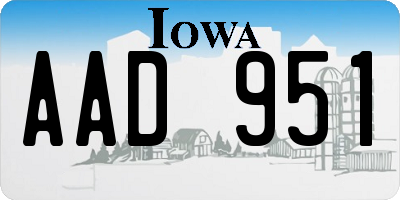 IA license plate AAD951