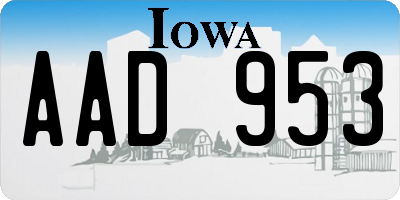 IA license plate AAD953