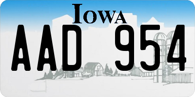 IA license plate AAD954