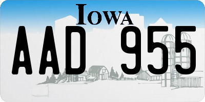 IA license plate AAD955