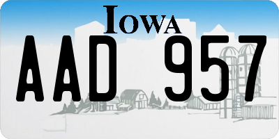 IA license plate AAD957