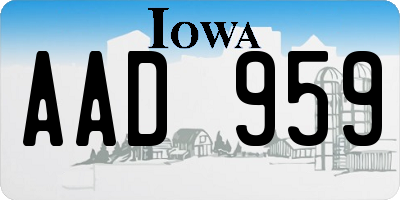 IA license plate AAD959