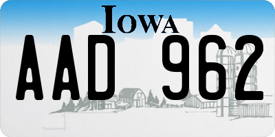 IA license plate AAD962