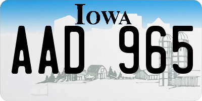 IA license plate AAD965