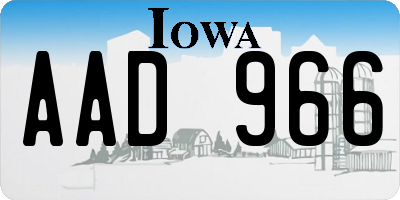 IA license plate AAD966