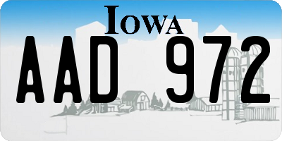 IA license plate AAD972