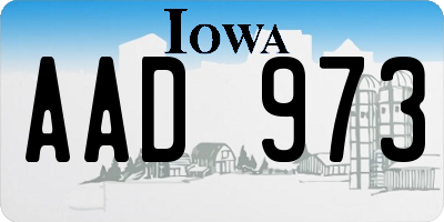 IA license plate AAD973