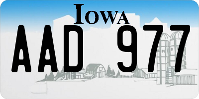 IA license plate AAD977
