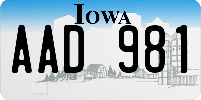 IA license plate AAD981