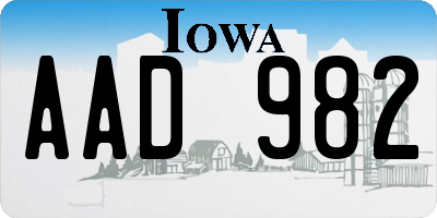 IA license plate AAD982