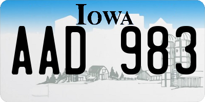 IA license plate AAD983