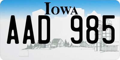 IA license plate AAD985