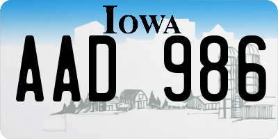 IA license plate AAD986