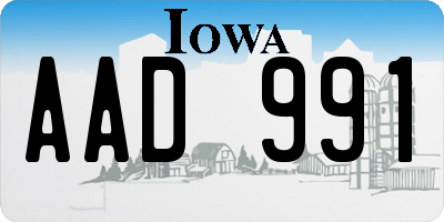 IA license plate AAD991