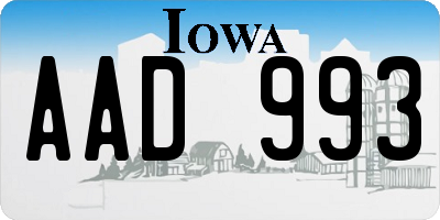 IA license plate AAD993