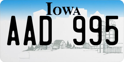 IA license plate AAD995