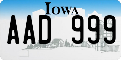 IA license plate AAD999