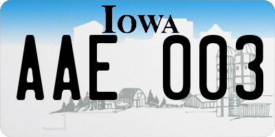 IA license plate AAE003