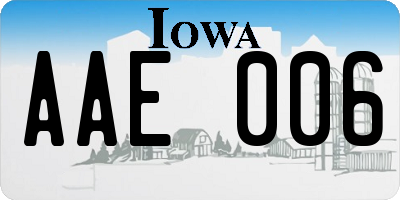 IA license plate AAE006