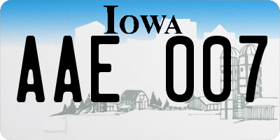 IA license plate AAE007