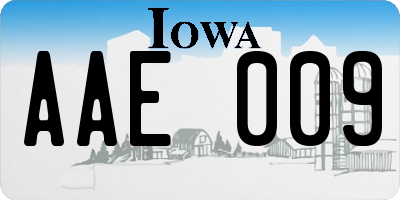 IA license plate AAE009