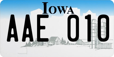 IA license plate AAE010