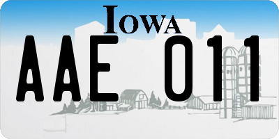 IA license plate AAE011