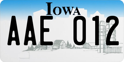 IA license plate AAE012