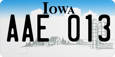 IA license plate AAE013