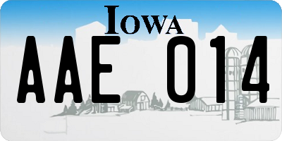 IA license plate AAE014