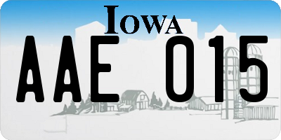 IA license plate AAE015
