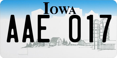 IA license plate AAE017