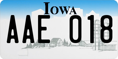 IA license plate AAE018