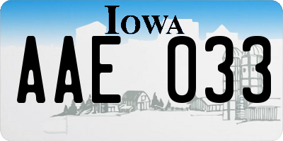 IA license plate AAE033