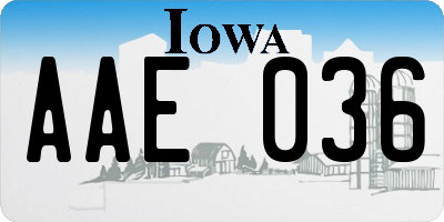 IA license plate AAE036