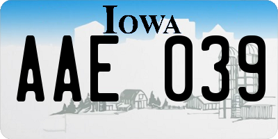 IA license plate AAE039